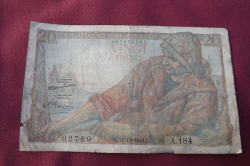 France 20 Francs 14/10/48 banknote used condition