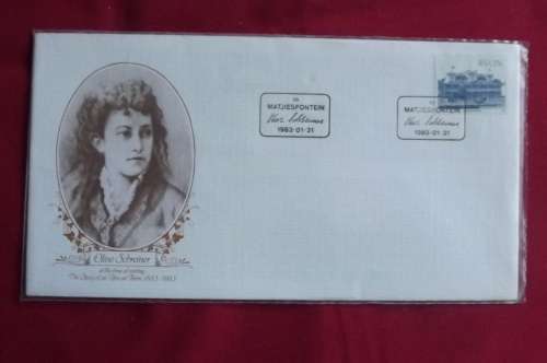 First day envelope.Olive Schreiner at the time of writing the story of an African farm 1883-1983