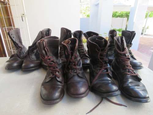 Lot of 6 pairs of SADF brown genuine leather boots.All in good to very good condition.