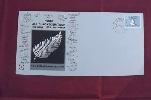 First day cover Rugby All Black toer/tour 1976.South Africa/New Zealand with signatures and photos