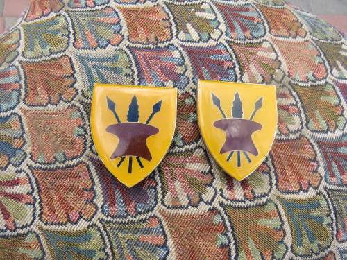 Pair of army flashes Unknown.Good condition with pins