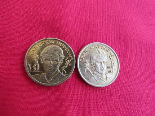 Pair of 2 Shoprite and Checkers 1992 cricket medal collection.As new.