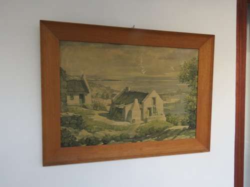 Painting by well known SA artist 'Nils Anderson' with wide wooden frame 72cmx54cm.