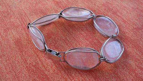 Sterling Silver + Rosequartz bracelet - Good condition
