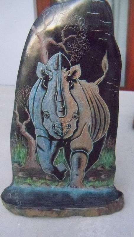 Soap Stone Art Work Rhino by Gift Mazvimbakupa