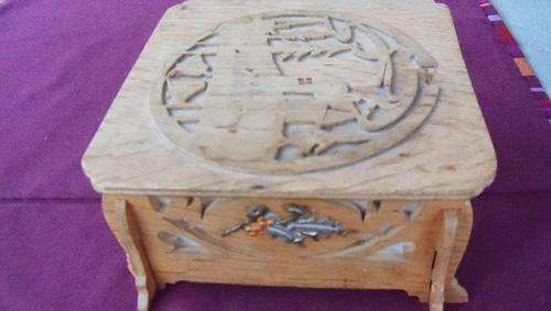 Handmade wooden jewellery box - about 50 years old