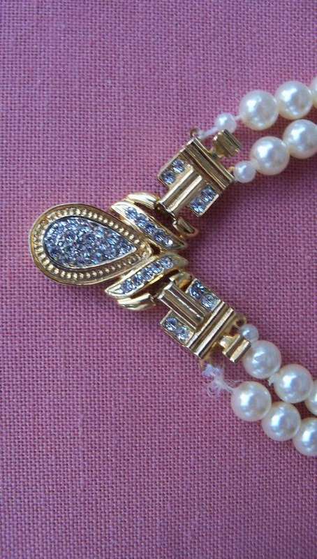 Imitation 2 string Pearl Necklace - Can be worn with stones in front as well