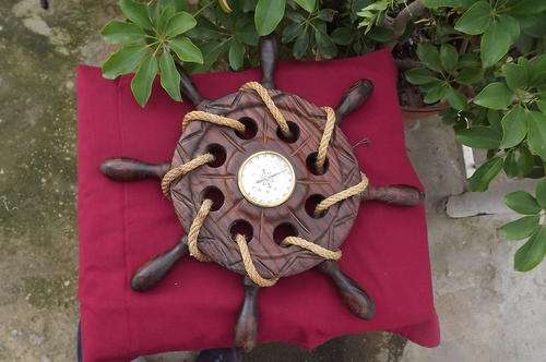 Wooden Boat steering wheel to display against wall