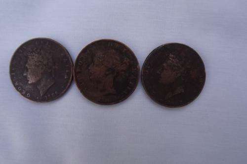 British Half Pennies 1825,1827 and 1858