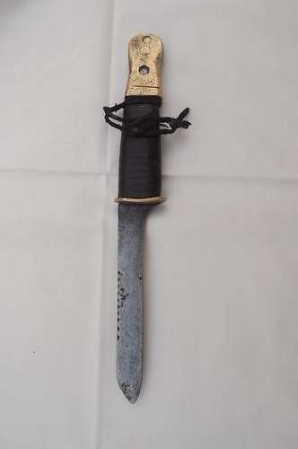 Knife with Brass and leather handle
