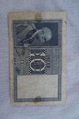 Italian banknote 10 lire 1939