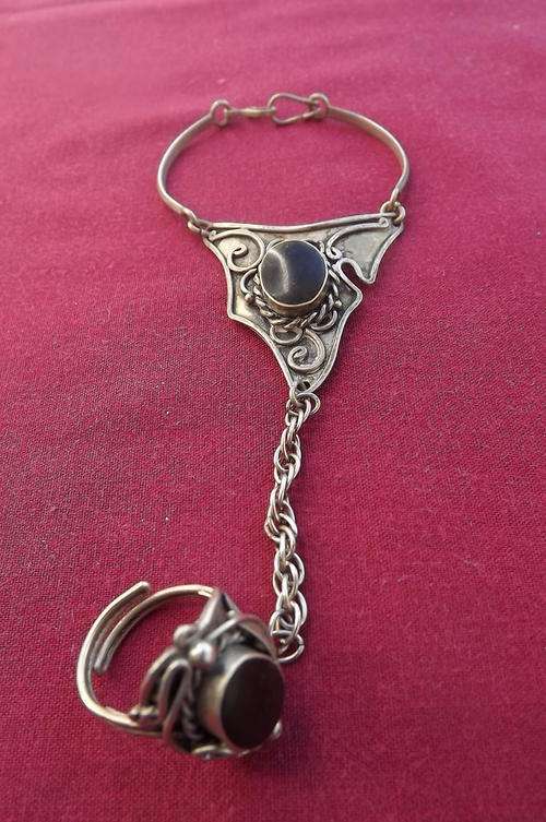Indian Bracelet and Ring with blackstone