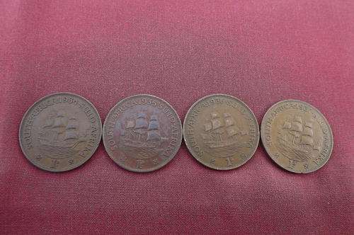 Lot of 4 Bronze Pennies 1934,1935,1936,1937 - F