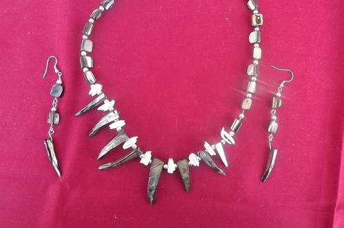 Stone and shell  Necklace with matching earrings