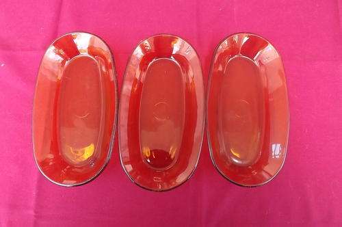 Set of 3 Amber Glass serving oval dishes