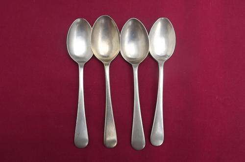 Set of 4 Nickel Silver Teaspoons from Sheffield