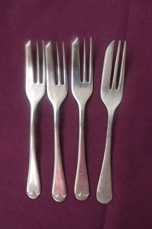 Set of 4 Nickel Silver Cake Forks