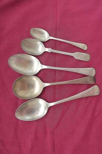 Lot of 5 Nickel Silver Spoons