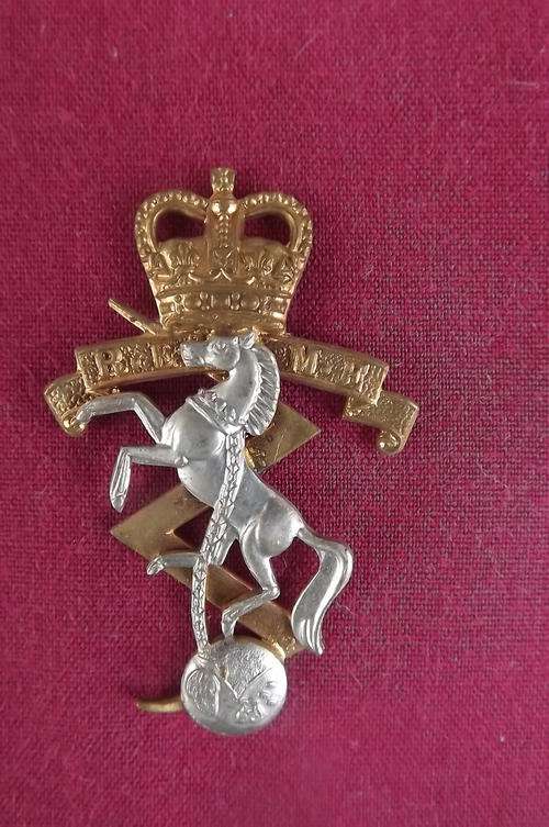 British REME Bi-Colour Cap Badge with Queens Crown