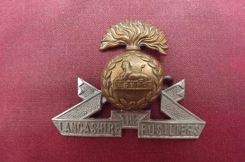 British WW1 The Lancashire Fusiliers Cap Badge Bi-Metal