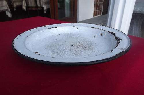 Antique Enamel plate diam. 26cm