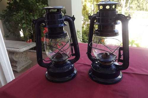 2 x Blue paraffin lanterns in good condition - R35.00 each