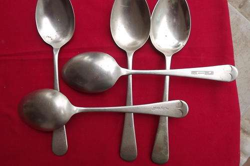 Set of 5 Nickel Silver Serving Spoons