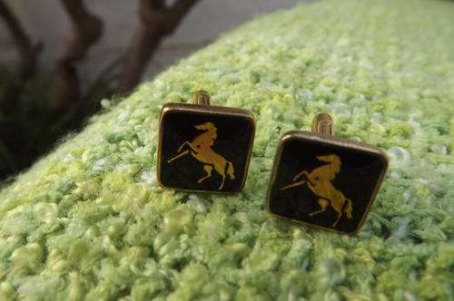 Pair of Cufflinks Black with Horse