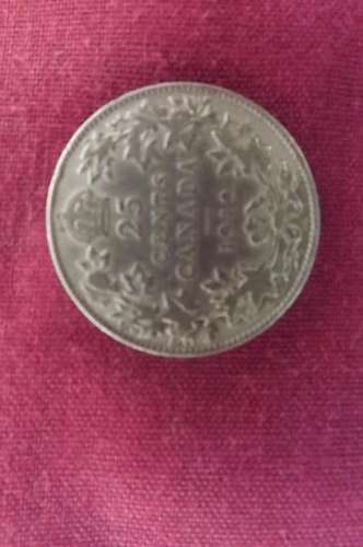 1919 Canada 25 Cents Silver coin in fair condition