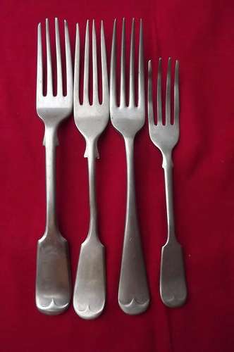 Lot of 4 Nickel Silver Forks
