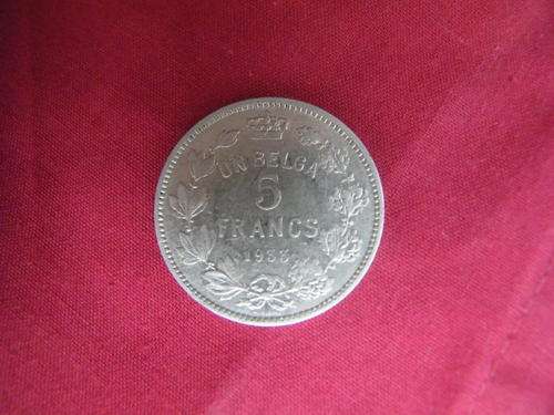 Belgium 5 Franc un Belga 1933 - scarce year