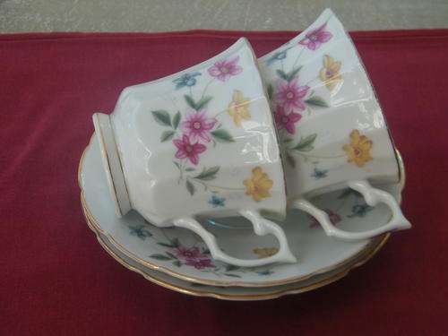 Lot of 2 Oriental Floral Cups & Saucers made in China