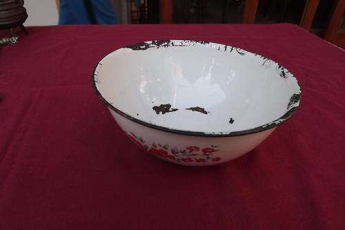Antique Floral Enamel Bowl