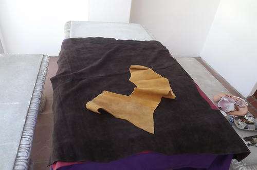 Large Piece of Suede Leather in Brown and Smaller piece in Tan