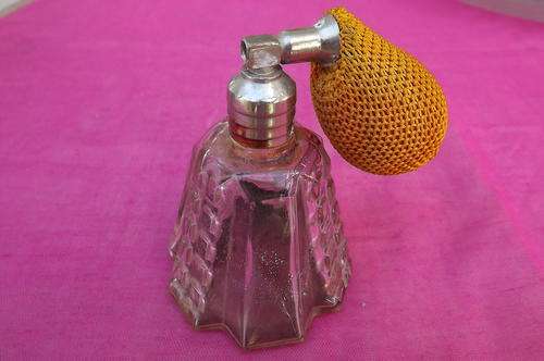 Antique Perfume Spray Bottle made in France - still some residue inside