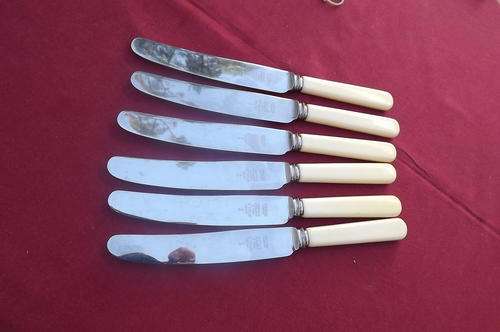 Set of 6 James Ryals Knives from Sheffield England - Bone Effect Handles