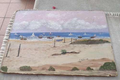 Watercolour painting by M Collins - needs to be framed - see scans for condition - 43x62cm