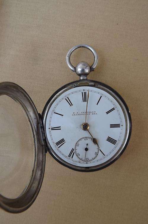 Silver FA Chandler Leamington Spa Pocket Watch - see scans for more details and Silver Markings