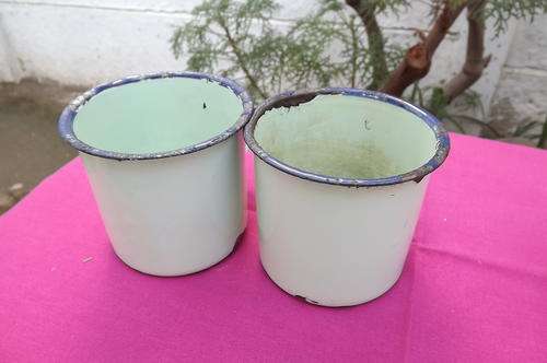 Set of 2 Antique Enamel Mugs