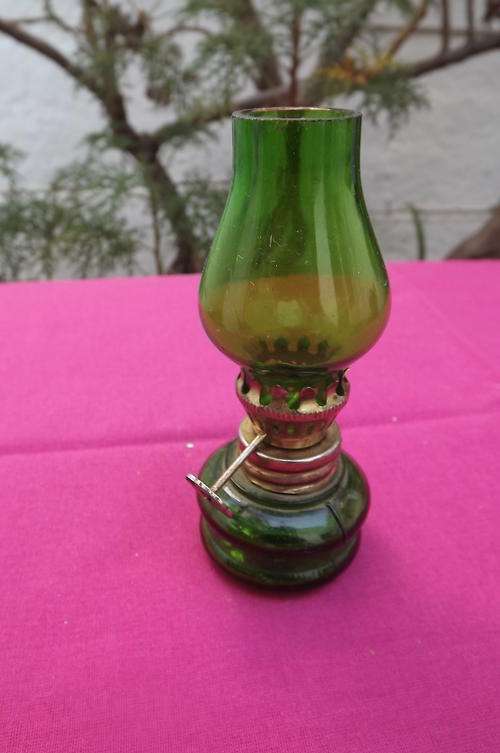 Small Green Lamp with Glass - height - 10cm