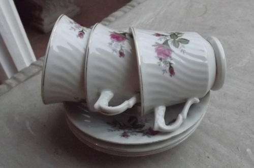 Set of 3 Cups & Saucers from Noritex made in China - one cup has a small chip - see scan