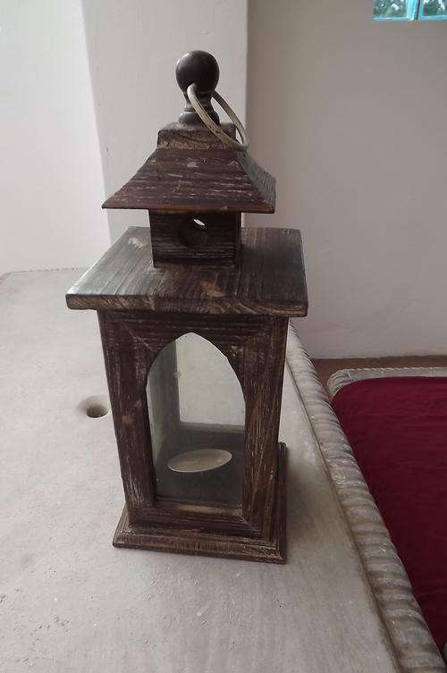 Large Wooden Candle Holder - Beautiful for garden - good rustic condition - 45cm high