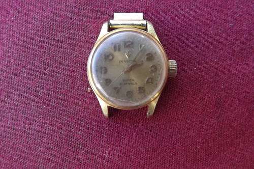 Antique Invicta Ladies Wind Up Watch - working - glass chipped