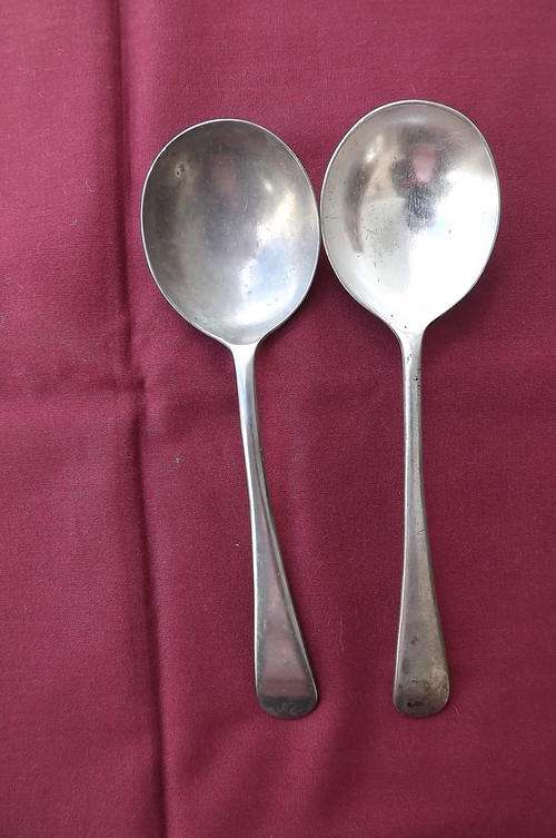 Set of 2 Nickel Silver Soup Spoons