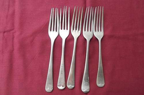 Set of 5 Nickel Silver Forks
