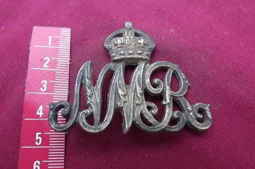 Natal Mounted Rifles NMR Felt Hat Metal Badge in Brass - one screw at the back - 4.75x5.75cm