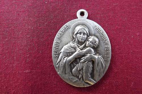 Servus Mariae Nunquam Peribit(a servant of Mary will never perish) Catholic Medal - double  sided.