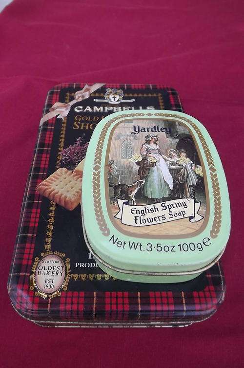 Lot of 2 Tins - Campbells Shortbread from Scotland and Soap Tin from Yardley