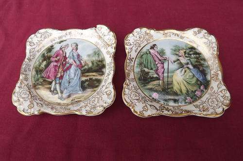 Set of 2 James Kent England Plates in Romance Pattern-1 in very good condition-other been repaired