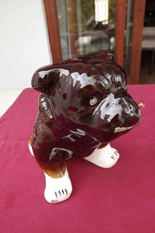 Brown Porcelain Dog - 22cm high - good condition